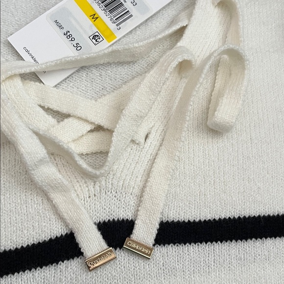 Calvin Klein Women's Black and White Striped Sweater - Picture 5 of 11